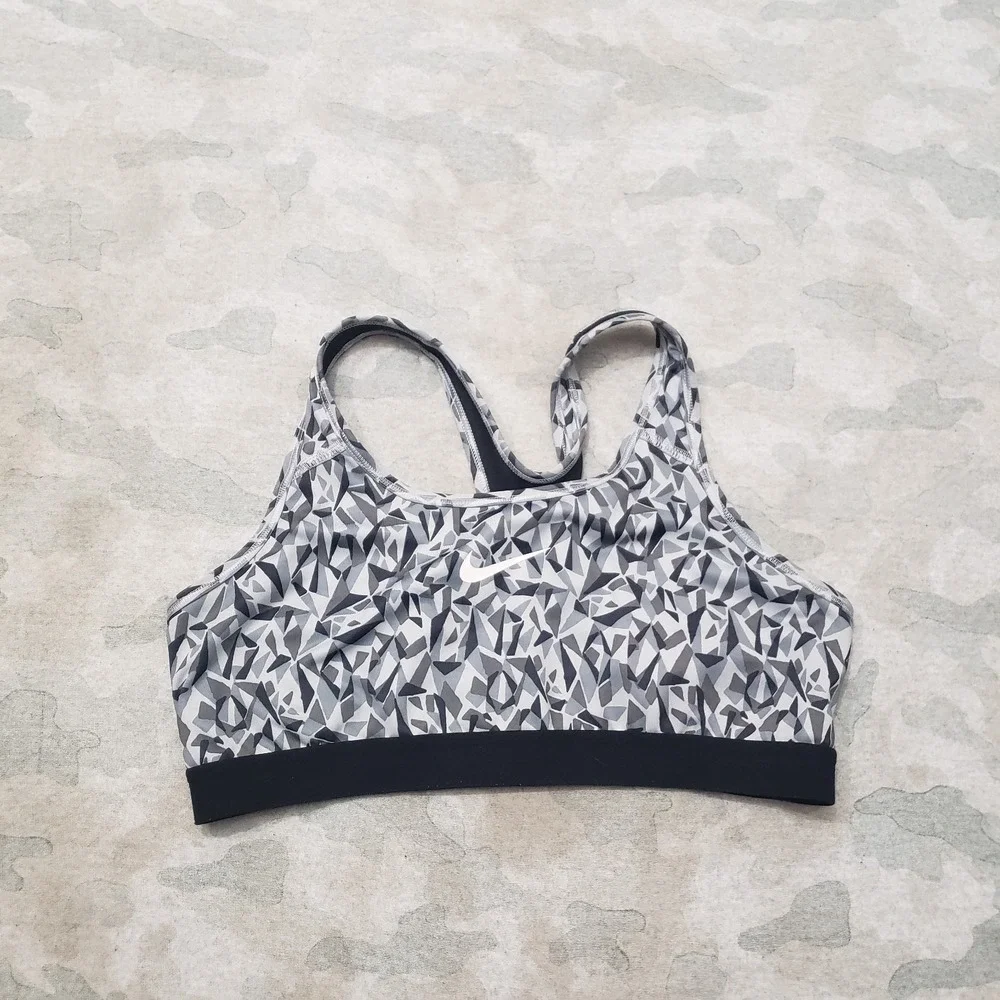 Nike Sports Bra Womens Large Gray Dri-Fit Pullover Gym Fitness Running Outdoors
